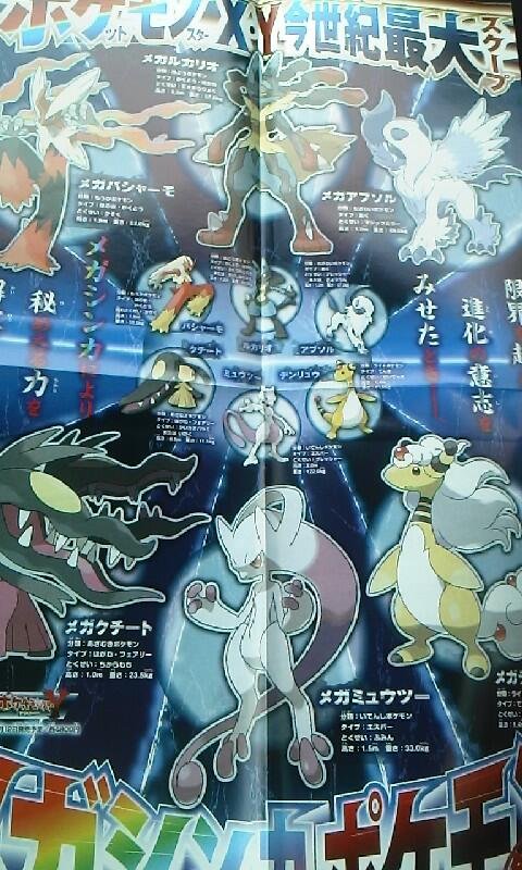 A picture of the CoroCoro scan, revealing the Mega-Forms of a few Pokemon