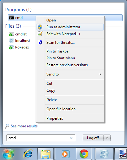 Getting to the Admin CMD (Win7)